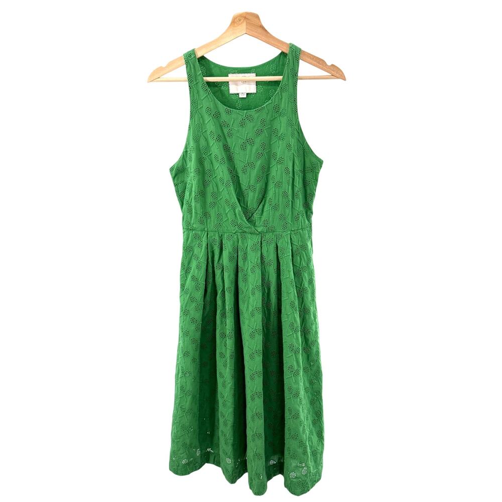 Anthropologie 9-H15 Green "Tennis" Cotton Knee Length 4 Dress Hamptons Preppy